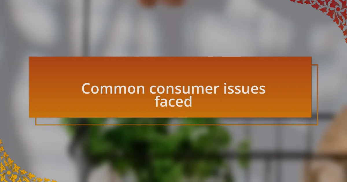 Common consumer issues faced