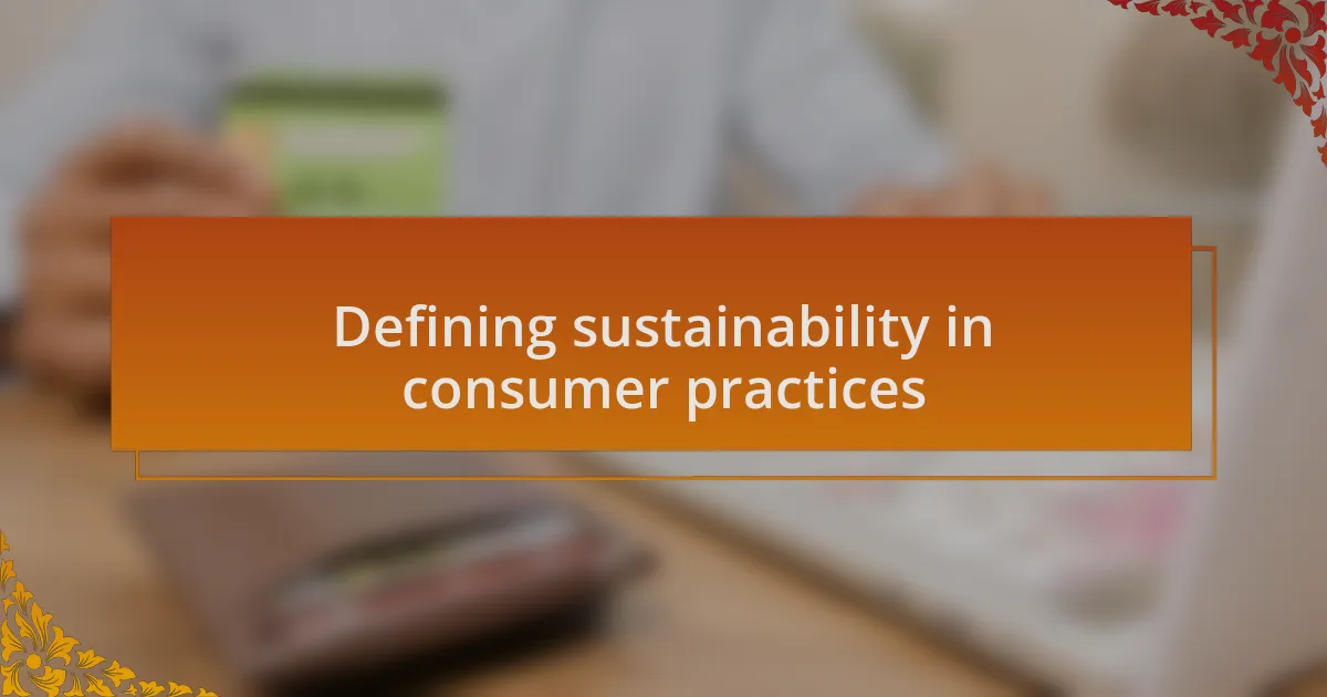 Defining sustainability in consumer practices