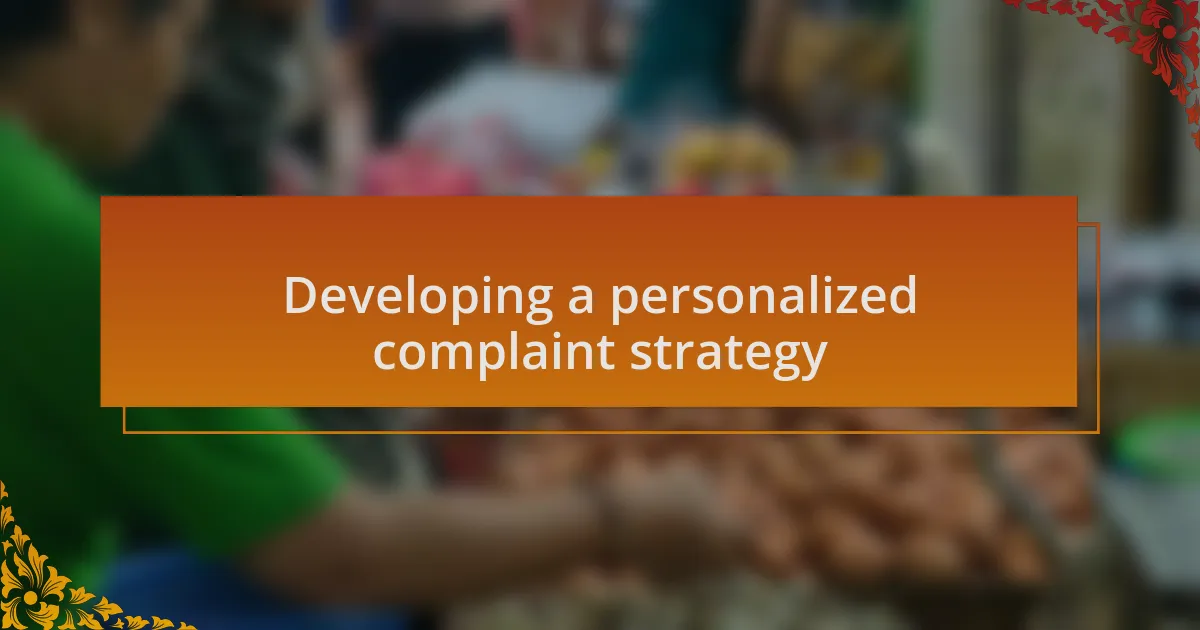 Developing a personalized complaint strategy