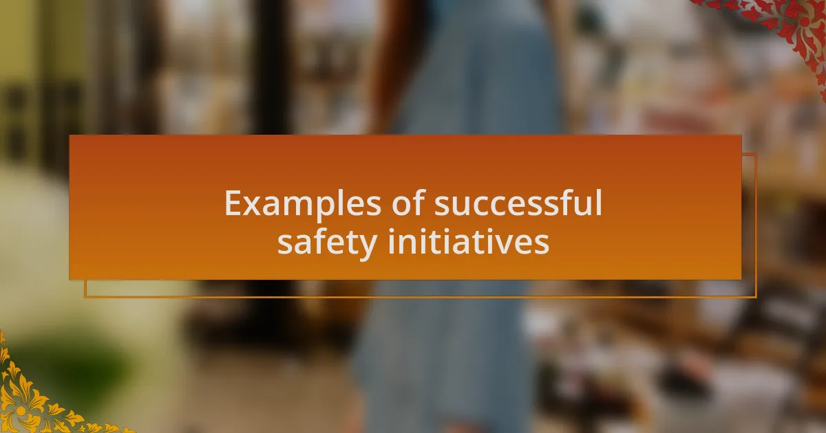 Examples of successful safety initiatives