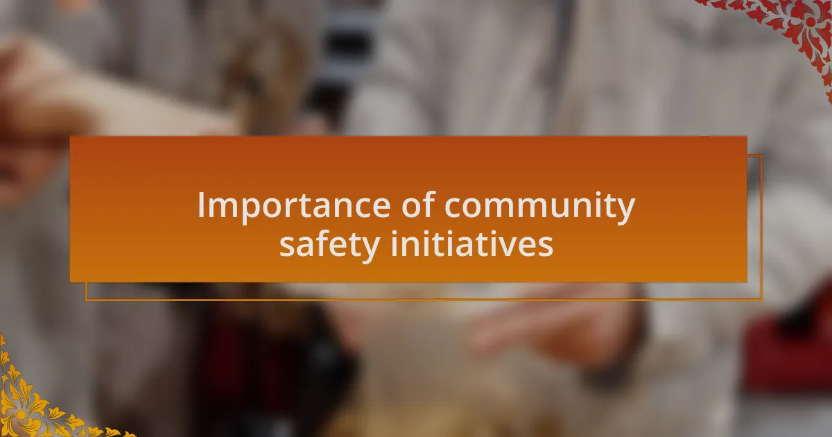 Importance of community safety initiatives