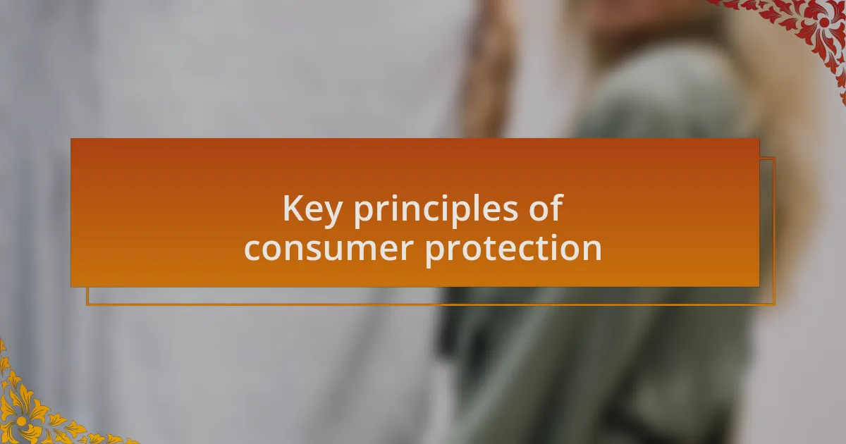 Key principles of consumer protection