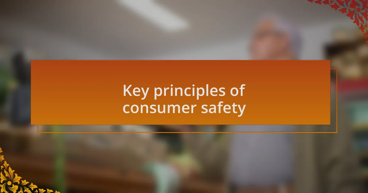 Key principles of consumer safety