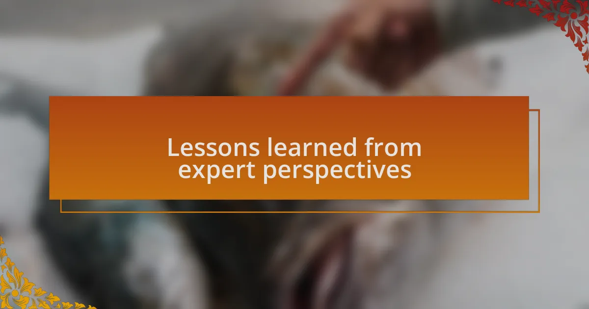 Lessons learned from expert perspectives