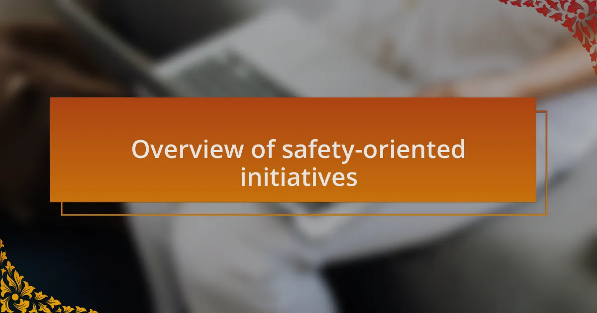 Overview of safety-oriented initiatives