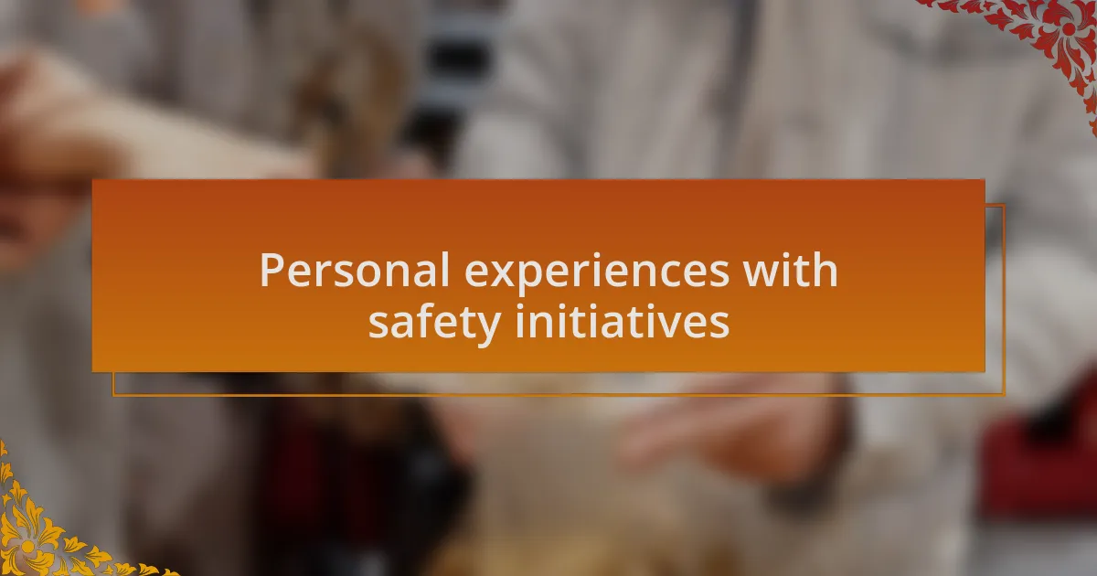 Personal experiences with safety initiatives