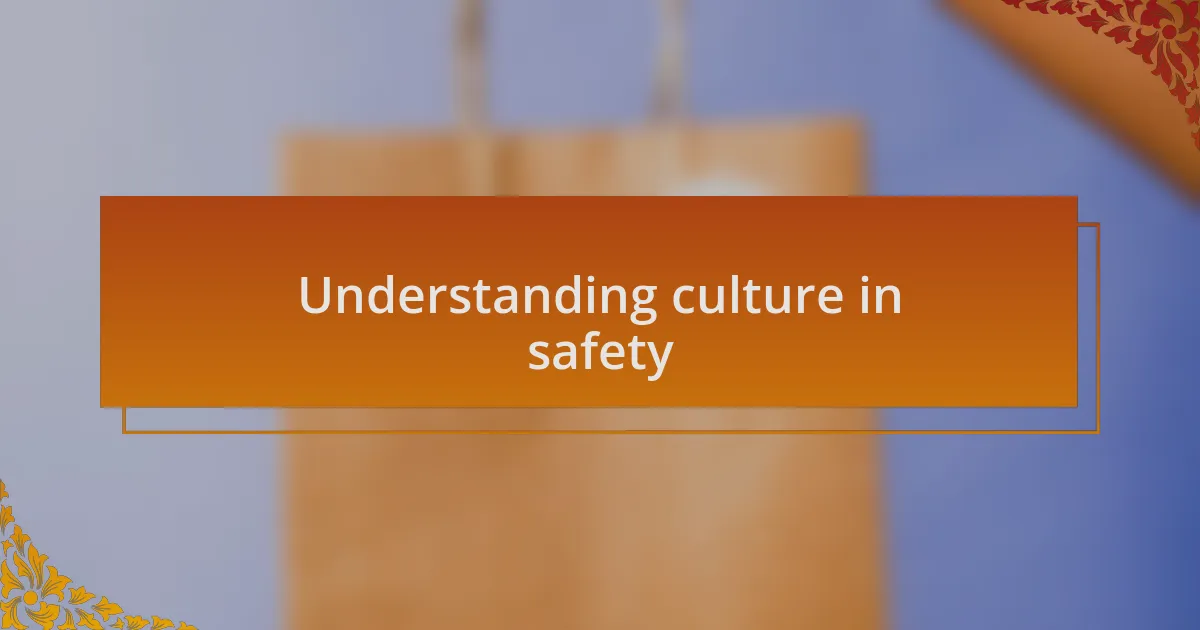 Understanding culture in safety